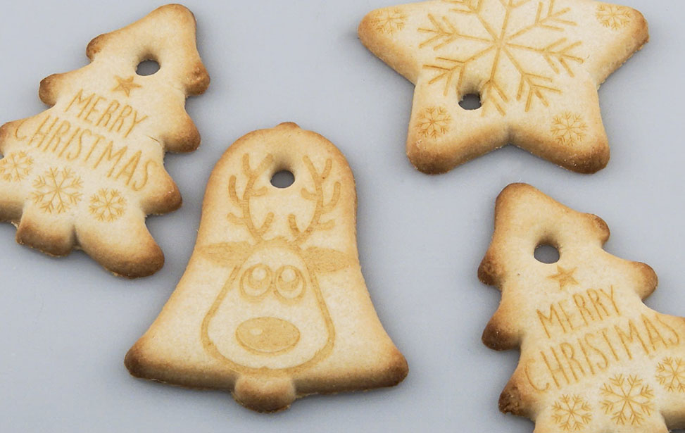 Laser engraved christmas cookies. Photo credit: Epilog Laser
