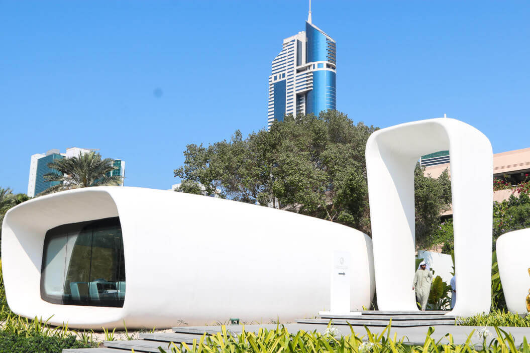 3D printed office building located in Dubai. Built by Winsun.