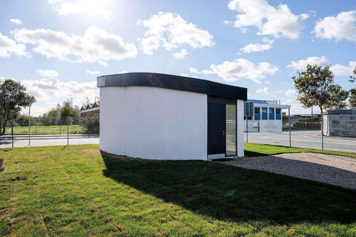 The BOD, 3D printed office building in Copenhagen, Europe developed by cobod. Photo curtesy of cobod.